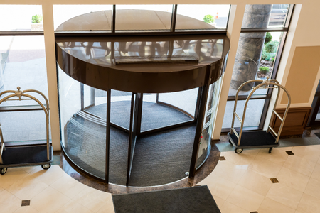 Hotel revolving glass door