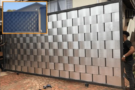 Bespoke steel and aluminium security entrance with automated gate by 3MC Services Durban
