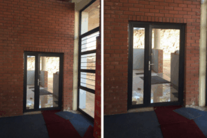 Commercial building safety aluminium door and window installation by 3MC Services Durban
