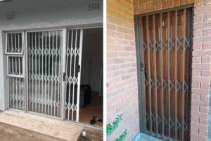 Commercial security entrance with aluminium framing and glass by 3MC Services KZN
