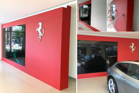 Ferrari showroom glass