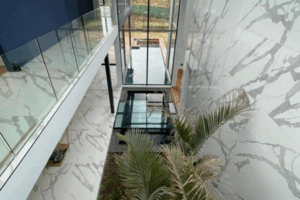 Custom bespoke glass flooring and windows installed in residential home by 3MC Services Durban