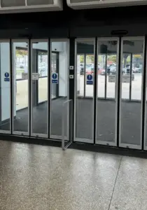 Large automatic folding door installed at commercial space by 3MC Services KZN