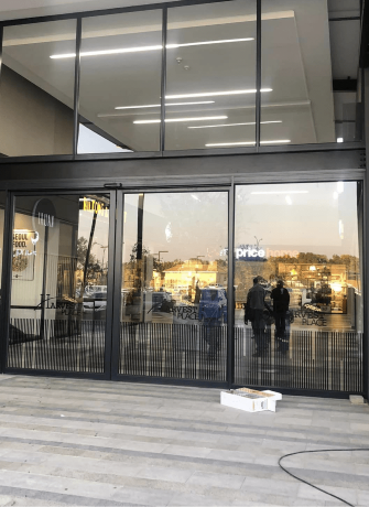 Automatic sliding door installation at commercial property by 3MC Services KZN