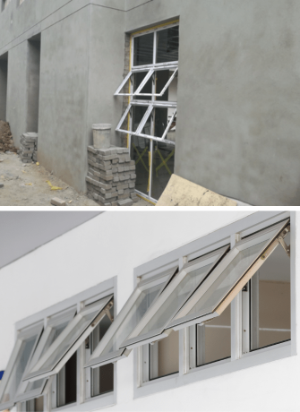 Custom aluminium window build for commercial property by 3MC Services KZN